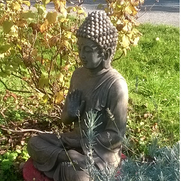 un bouddha équilibre la forme de la maison