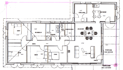 plan maison en forme de L l