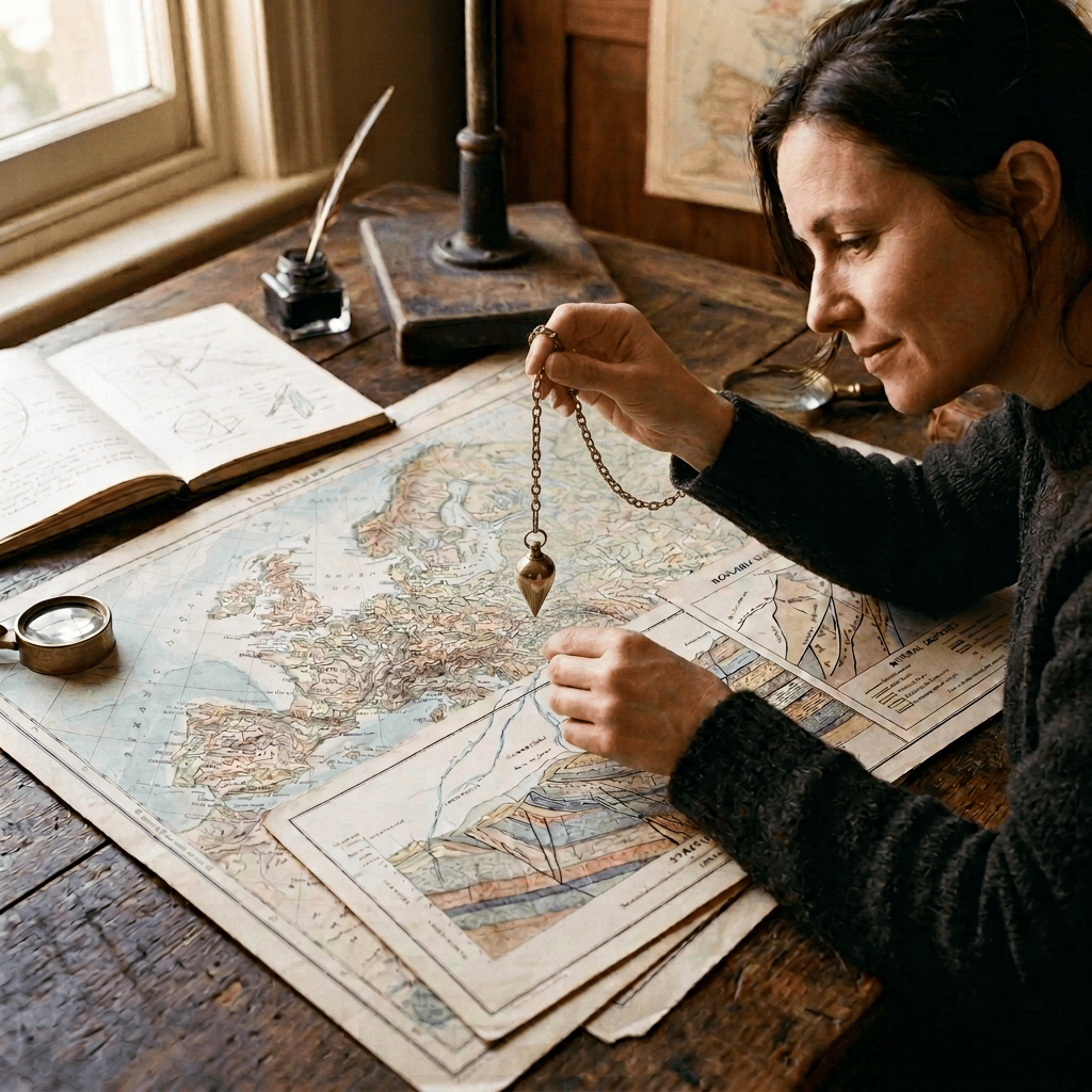 Vintage maps and navigation tools arranged on a wooden study desk